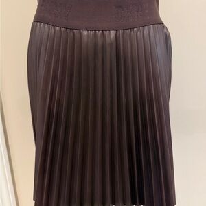 DKNY Women's Maroon Pleated A-Line Skirt